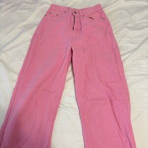 Bubblegum Pink Womens Straight Leg Jeans Size Small Petite